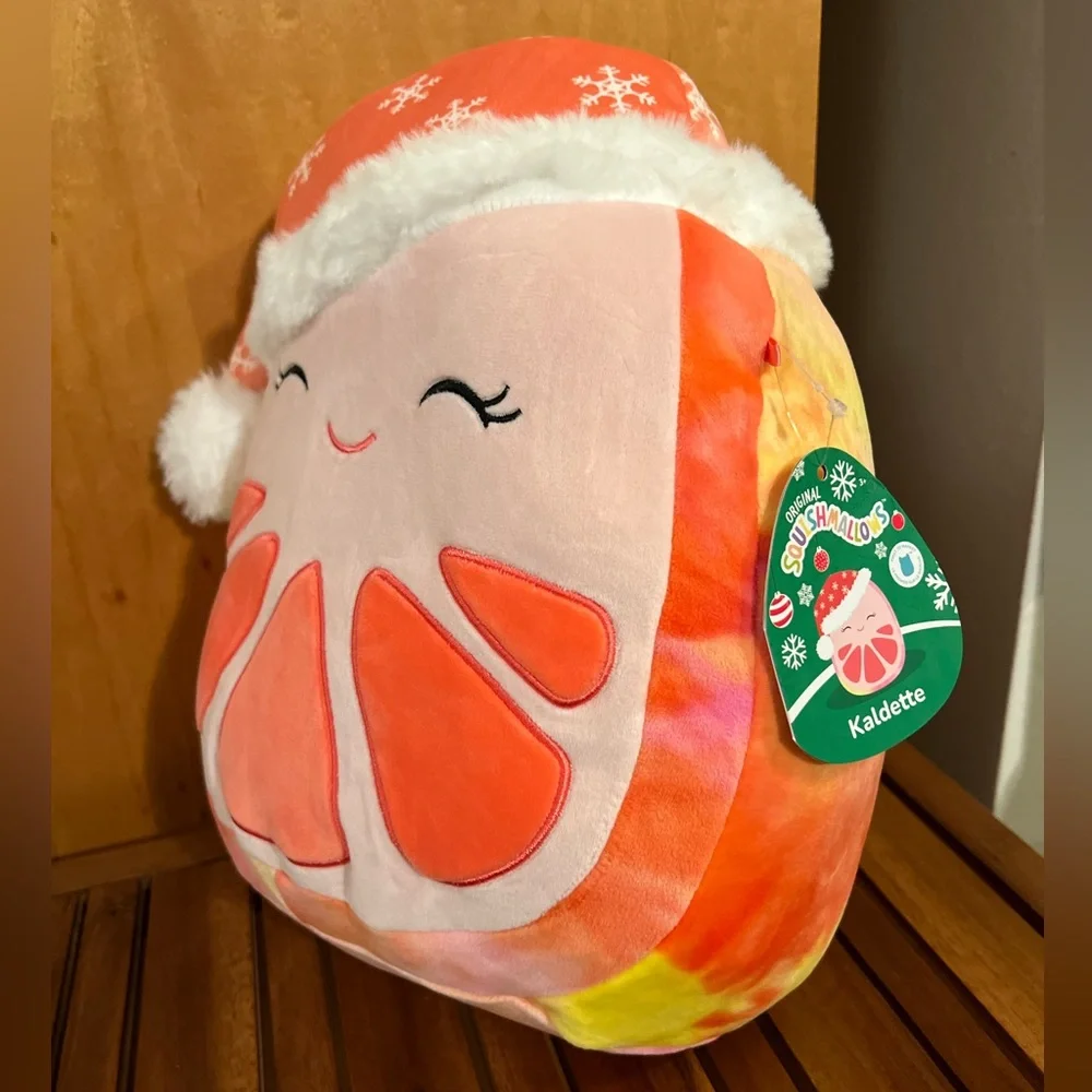 NWT 12” HTF FTM Kaldette Grapefruit in Santa Sleepy Hat winter Christmas tye dye - Picture 2 of 7
